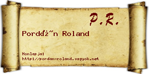 Pordán Roland névjegykártya